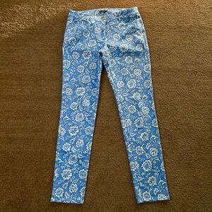 J.McLaughlin Womens Blue‎ White Floral Slim-Fit Pants Size 6
